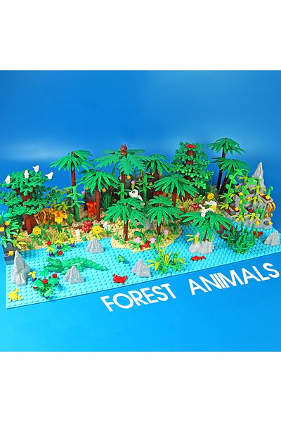 Choice MOC Jungle Wild Animals Building Blocks DIY Toys for Boys Girls Forest Trees Blocks Compatible Ci...