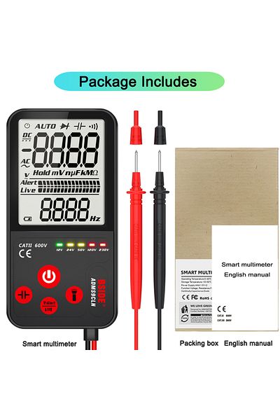 BSIDE Adms9ln Portable Digital Multimeter, Ac & Dc Voltage Detector Ohm Frequency Capacitance Diode