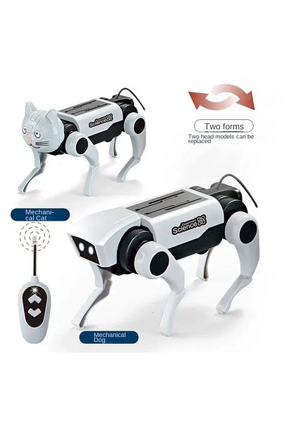 CONUSEA Gray 2 In 1 Rc Robot Puppy Dog Cat Remote Control Toys Diy Assembling Mechanical Animals Educational