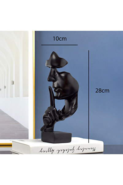 Choice Black Thinker Statue Sculpture Silence Is Gold Figurines Resin Retro H...