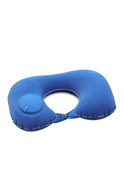 Choice Royal Blue Tarka Flocking Inflatable Neck Pillow Portable Pillow Can Be Stored Self Filled Suitable