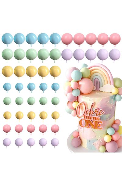 Choice 50pcs 50pcs Colorful Balloon Rainbow Cake Topper For Baby's Birthday Wedding Party Perfect Celebrati