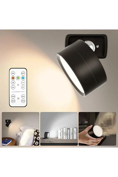 Choice Black Led Dimmable Wall Mounted Lamp Rechargeable 360°rotate Magnetic Ball,with Remote Control,cordl