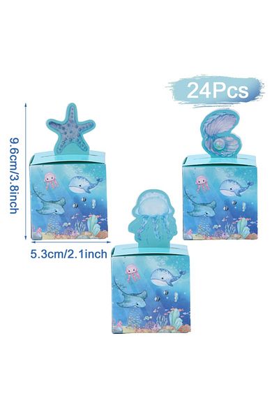 Choice 5.3x9.6cm 24pcs Under The Sea Three-dimensional Candy Box Undersea Animal Theme Birthday Party Decor