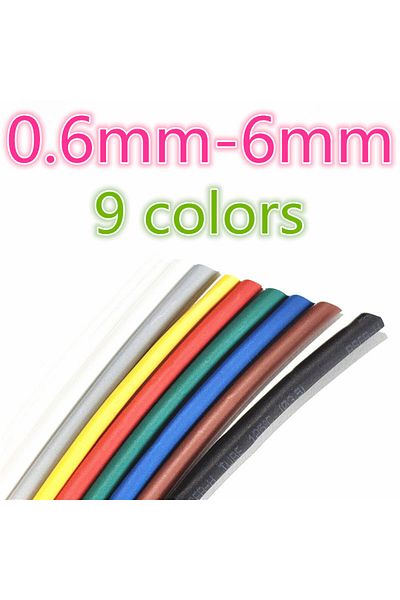 Choice Black 5 Meters 3mm 2:1 9 Colors 0.6mm 0.8mm 1mm 1.5mm 2mm 2.5mm 3mm 3.5mm 4mm 4.5mm 5mm Heat Shrink