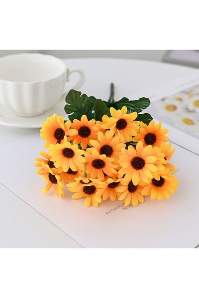 Choice Yellow 3 Forks 22 Heads Little Daisy Combination Bouquet High Quality Artificial Flowers Wedding Hom