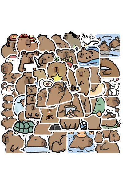 Choice 62pcs All 62pcs Capybara Scrapbook Stickers Diy Diary Laptop Luggage Skateboard Graffiti Decal Fun S