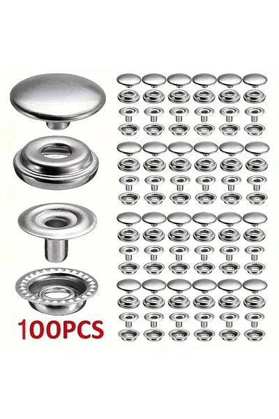 Choice 100pcs Stainless Steel Canvas Snap Fastener Kit Snap Fastener, Used For Boat Cover, Sewing Leathe...