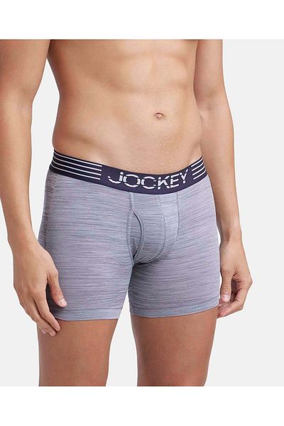 JOCKEY ملابس داخلية بوكسر من الألياف الدقيقة للرجال من Move-MM06-01 باللون الرمادي