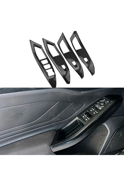 Choice For Ford Focus 2019 2020-2023 Carbon Fiber Car Interior Door Armrest Panel Window Lift Button Cov...