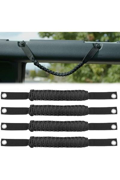 Choice Black 4× Grab Handles For Ford Bronco 2021-2024 Roll Bar Paracord Grip Handles, Ford Bronco Interior