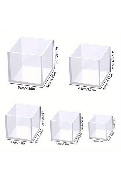 Choice 5 قطع مكعبات 5 قطع قالب راتنج مربع سيليكون، قالب صب راتنج إيبوكسي DIY قالب راتنج صندوق سيليكون