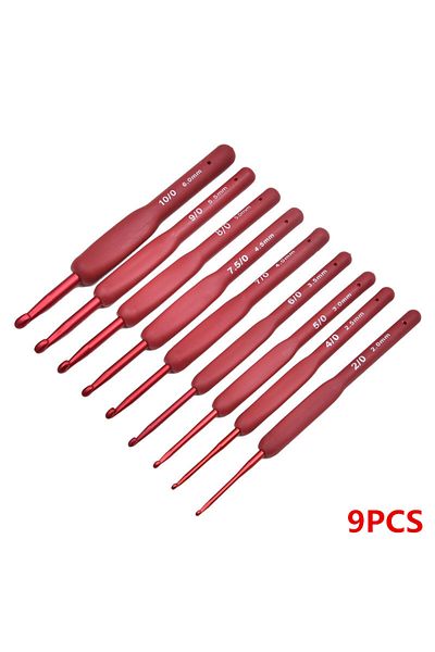 Choice Red Crochet Hooks Red Crochet Hooks Needle Silicone Handle Aluminum Crochet Needle Set Knitting Need