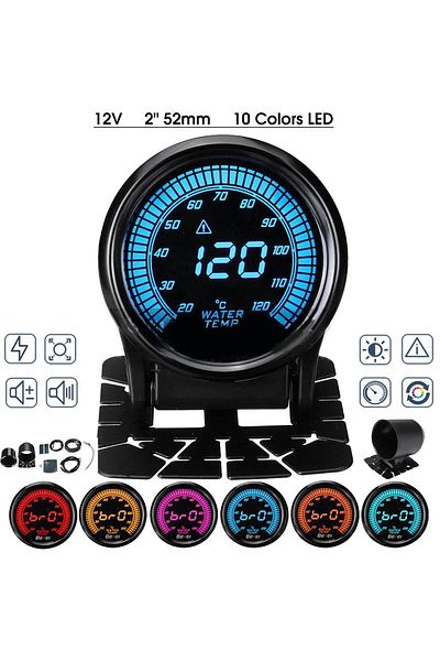 Choice Water Temp Gauge 52mm Boost Water Temp Oil Temp Volt Vacuum Tachometer Egt Air Fuel Ratio Oil Pressu