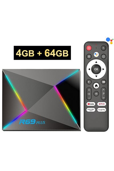 Choice US Plug 4GB 64GB R69 Plus Voice Control TV Box Ultra HD 8K Allwinner H728 Octa Core Support Netflix