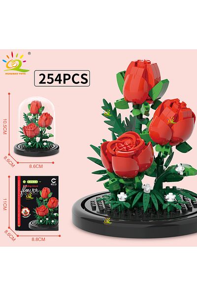 Choice No.33 Huiqibao Moc Eternal Bouquet Display Box Micro Building Blocks Flower Model Diy Home Desk Plan