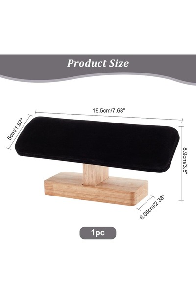 Choice حامل عرض ساعات خشبي قطعة واحدة، مصنوع من المخمل الأسود، مع حامل أساور ...