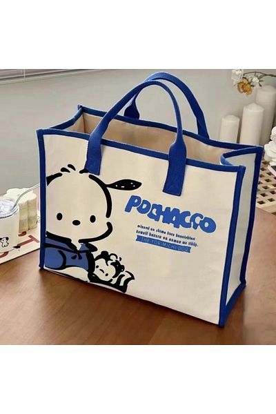 Choice 02 Sanrio Pochacco Canvas Handbag Cute Women's Fashion Crossbody Bag Kawaii Large Capacity Shoulder