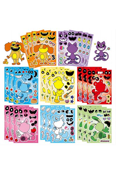 Choice 16sheets 8/16sheets Children Diy Smilling Critters Make A Face Puzzle Stickers Anime Character Jigsa