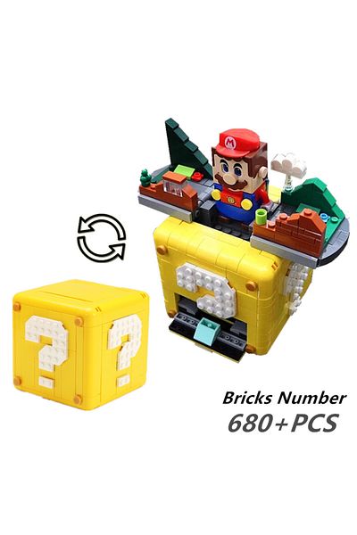 Choice No Retail Box Miniso Moc Question Mark Box Mario Modular 64 Game Brother Movie Series Model Building
