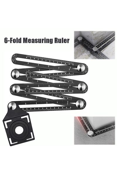 Choice 6 Fold Ruler 6 Fold Construction Angle Measuring Ruler Aluminum Alloy Perforated Mold Template Tool