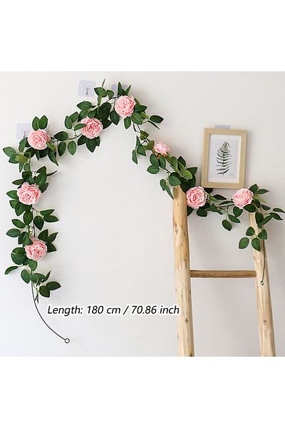 Choice 1pcs Pink Artificial Pink Silk Peony Big Flowers Vines Ivy Rattan Wedding Party Wall Hanging Garland