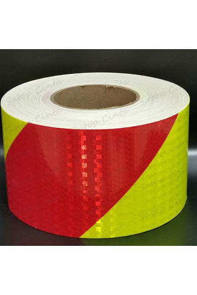 Choice Fluorescent-red 10cm*5m Fluorescent Yellow And Red Striped Reflective Safety Tape Waterproof Twill A