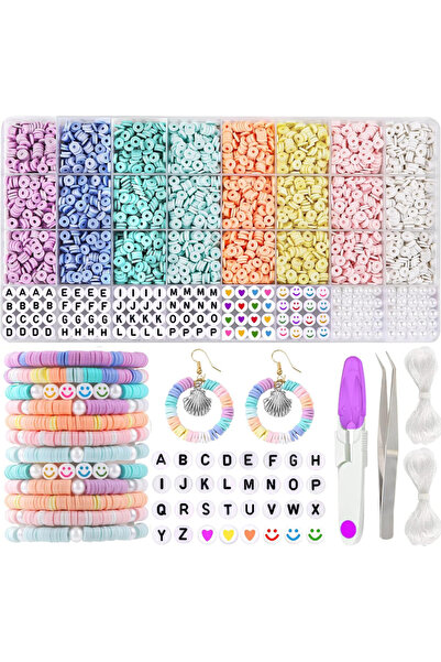 Choice مجموعة مكونة من 3860 قطعة من خرزات الطين البوليمرية الملونة بألوان الم...