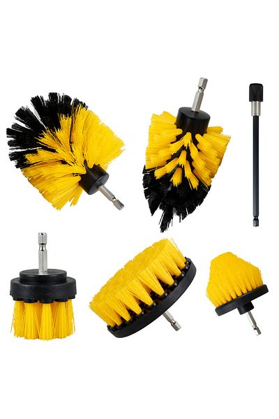Choice Yellow 5pcs Electric Drill Brush Kit Multipurpose Power Cleaning Attachment Set Scrub Brush/microfib