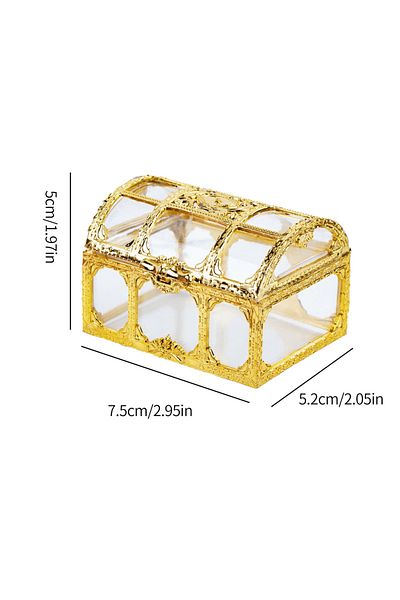 Choice As Picture Shown Golden Vintage Treasure Chest Storage Box Transparent Pirate Candy Jewelry Display