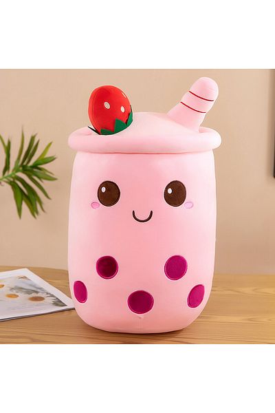 Choice About 23cm Pink Cartoon Kawaii Boba Fruit Bubble Tea All Series Cartoon Plush Toy Stuffed Animals Cu