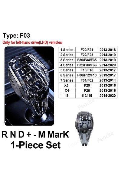 Peocke F03 1pcs Crystal Gear Shift Handle For Bmw F10 F20 F21 F22 F32 F33 F36 G30 Gear Shift Lever Head F06