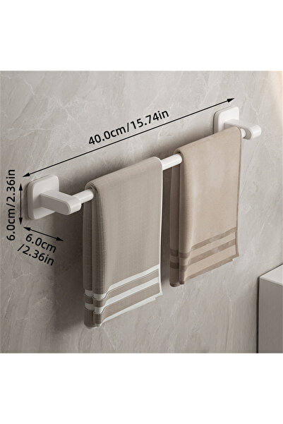 Choice حامل مناشف حمام أبيض 40 سم، حامل مناشف حمام رمادي بدون حفر، حامل مناشف...