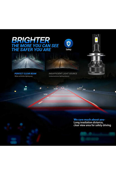 Choice H7 قطعتان 6000 كلفن أبيض بارد YHKOMS عالي الطاقة CSP H4 H7 LED 200 واط 30000 لومن H1 H8 H9 H11 مصباح ليد للسيارة