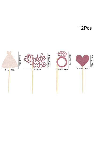Choice 12pcs1 A01 12pcs Glitter Bride To Be Diamond Ring Wedding Cupcake Topper Rose Gold Wedding Bridal Sh