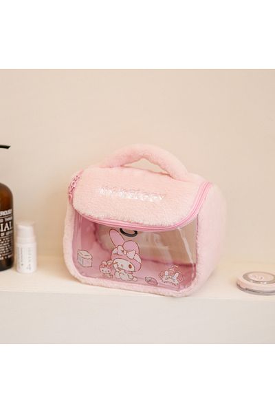 Choice Melody Sanrio Plush Makeup Bag Kawaii Anime Hello Kitty Kuromi Melody Portable Large Capacity Storag