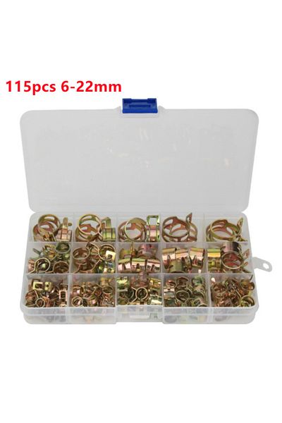Choice 100/115pcs Spring Hose Clamps 6-22mm Zinc Plated Spring Clip Fuel Line Hose Water Pipe Air Tube C...