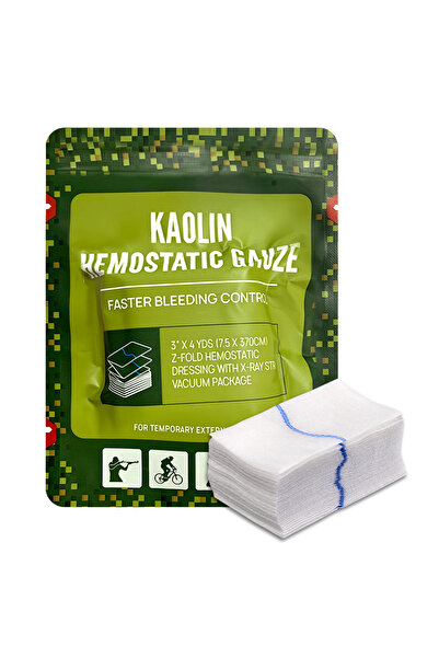 Choice قطعة واحدة من شاش الكاولين المرقئ لعلاج الصدمات الطارئة على شكل حرف Z قابل للذوبان لمجموعة الإسعافات الأولية التكتيكية Ifak M
