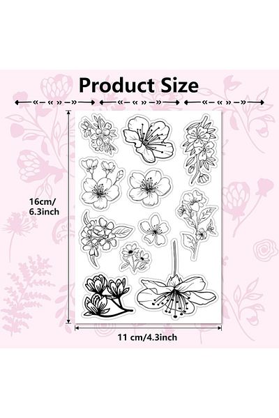 Choice Aech-16616 1pc Flowers Cherry Blossom Clear Rubber Stamp Retro Plants Sakura Transparent Silicone Se