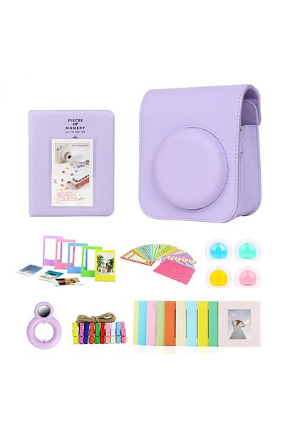 Choice 7in1 Purple 7-in-1 Camera Bag For Fujifilm Instax Mini 12 Pu Case 64 Pockets Photo Album Colorful Ph
