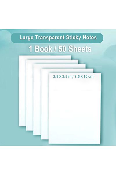 Choice 50 Large Sheets 50 Sheets Pet Transparent Sticky Notes Perspective Waterproof Clear Fluorescence Me