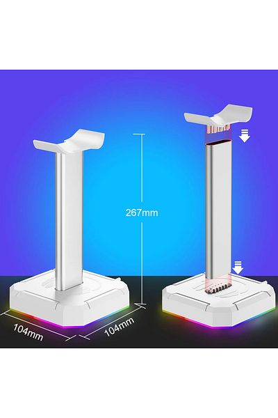 Shunmaii White Headphone Bracket Display Rack Rgb Backlight Head Mounted Headphone Stand Holder Desktop Organ