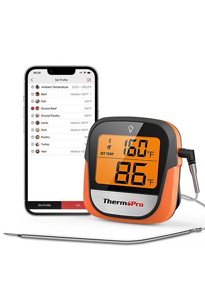 Choice Orange Thermopro Tp901 Blutooth-connected Phone App 135m Wireless Range Meat Grilling Digital Thermo