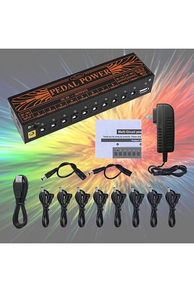 Choice Rowin Guitar Pedal Power Supply 10 Isolated DC Output for 9V/12V/18V Effect Pedal with USB Chargi...