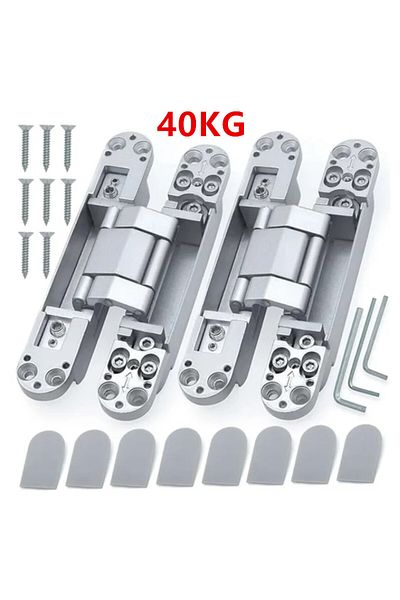 Choice 2pcs 40kg-silver 2pcs Invisible Door Hinges, Hidden Door Hinges, Hidden Adjustable Cross Wooden Door