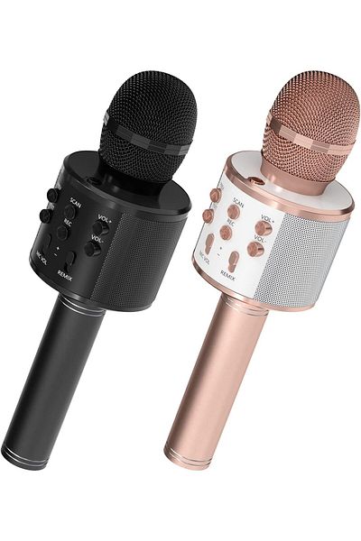 AWH 2-Pack Wireless Bluetooth Karaoke Microphones, for Singing– Assorted Colors