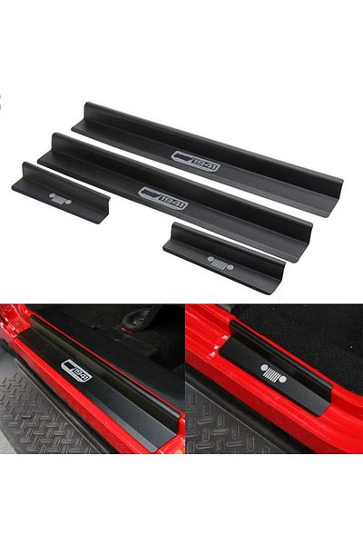YQIUS 4 Doors Door Sill Car Pedal Guards Cover Aluminum Alloy -black Door Step Sill Scuff Plate Protectors