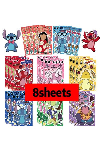 Choice 8zd001-8sheets 8/16sheets Disney Cartoon Stitch Make A Face Puzzle Stickers Kids Make Your Own Diy G