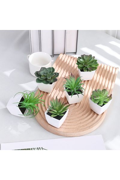 Choice 22449zh6 6pcs (1SET) Artificial Plant Evergreen Bonsai, Decorated In Living Homes, Bedroom, Dining R