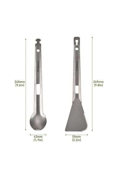 TOMSHOO Silver Titanium Serving Tongs Multi-purpose Bbq Tongs With Spork And Serrated Spatula For Ou